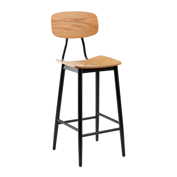 Juna Bar Stool Natural Oak Black Frame